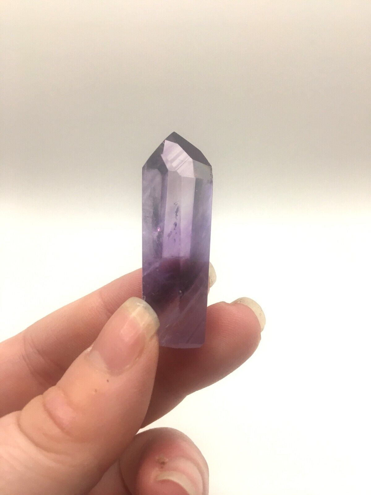 Phantom Amethyst Crystal A Grade Brazil 15g 4.5 cm Tower Point Obelisk A13