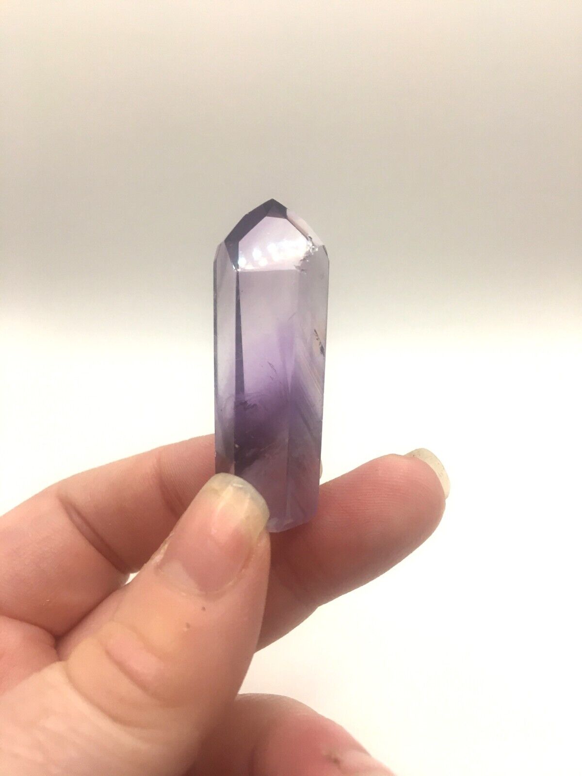 Phantom Amethyst Crystal A Grade Brazil 15g 4.5 cm Tower Point Obelisk A13