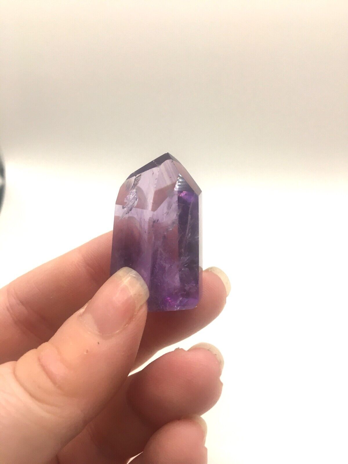 Phantom Amethyst Crystal A Grade Brazil 15g 3.5 cm Tower Point Obelisk A9