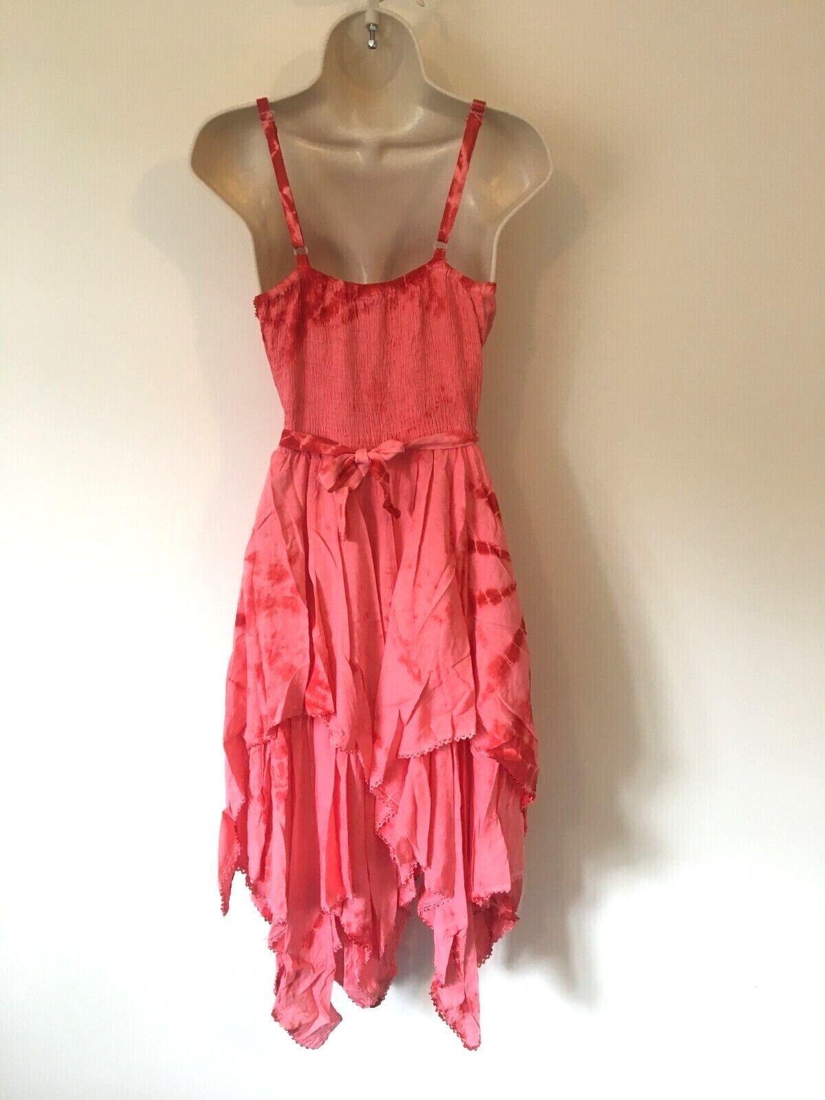 Coral Tie Dye Corset witchy pagan medieval corset wicca pixie dress Size 10 12 14 16