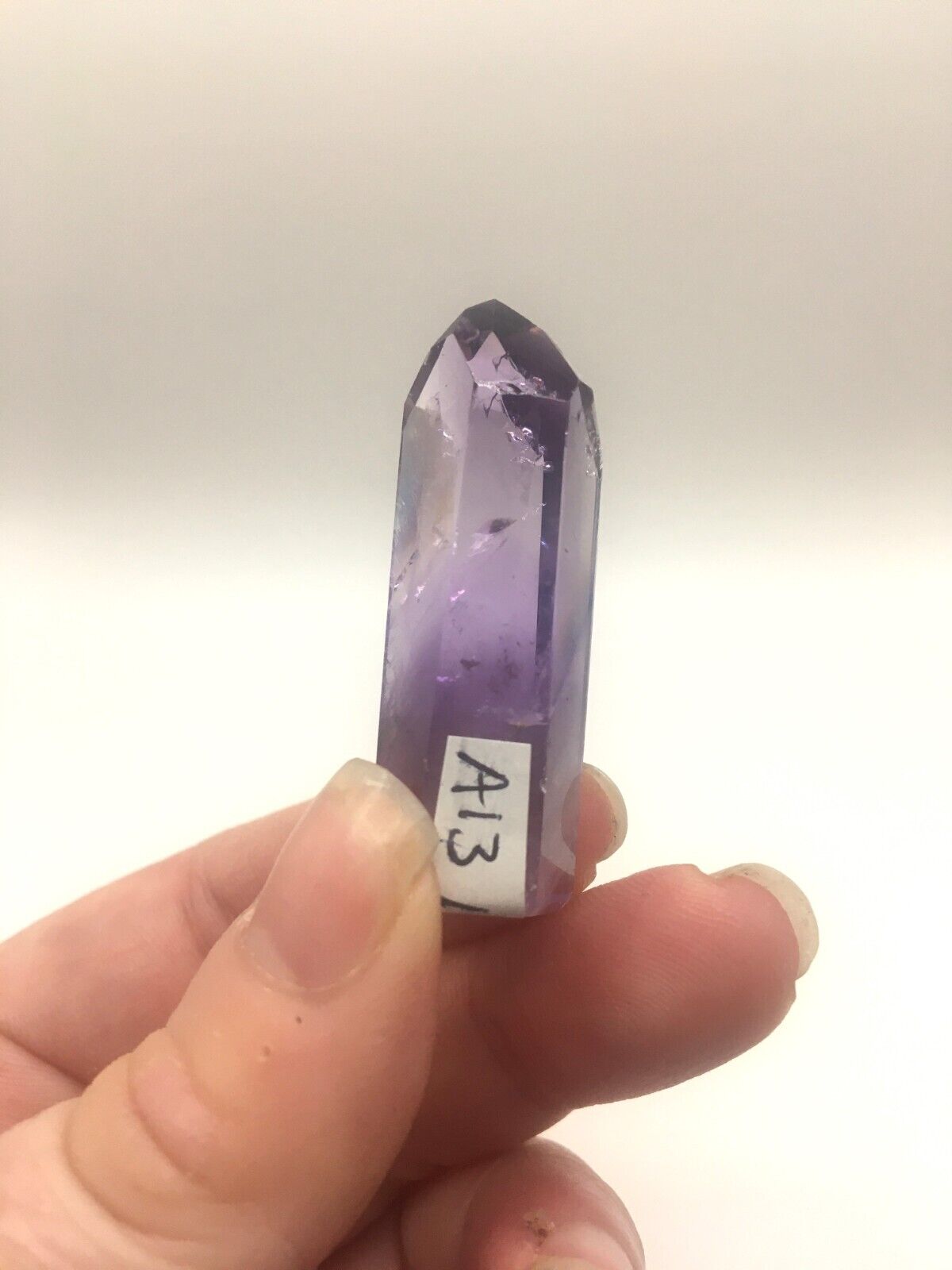 Phantom Amethyst Crystal A Grade Brazil 15g 4.5 cm Tower Point Obelisk A13