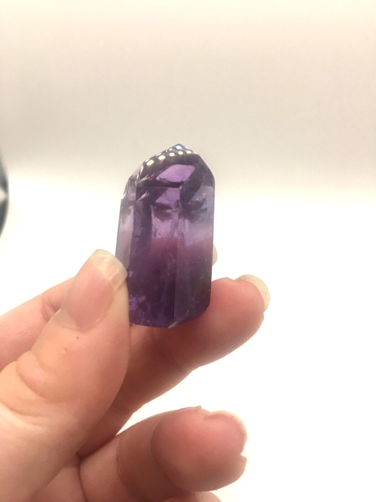 Phantom Amethyst Crystal A Grade Brazil 15g 3.5 cm Tower Point Obelisk A9