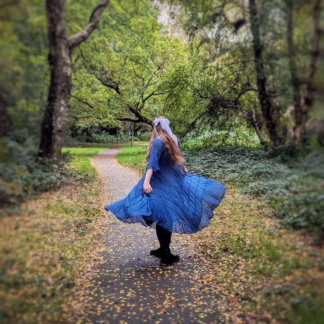 Navy Blue Long Maxi Medieval LARP Witchy Pagan Wicca Dress 14 16 18
