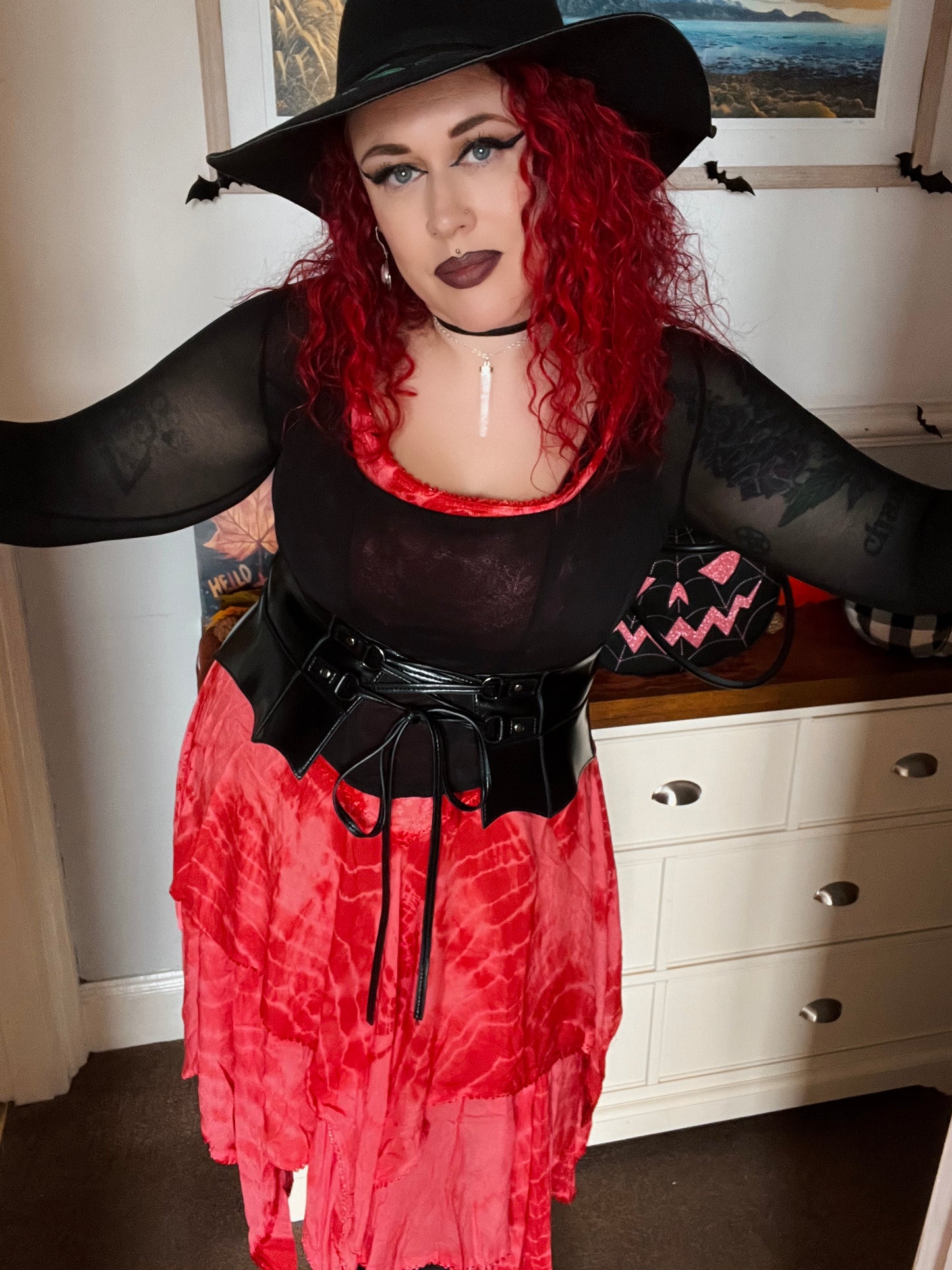 Coral Tie Dye Corset witchy pagan medieval corset wicca pixie dress Size 10 12 14 16