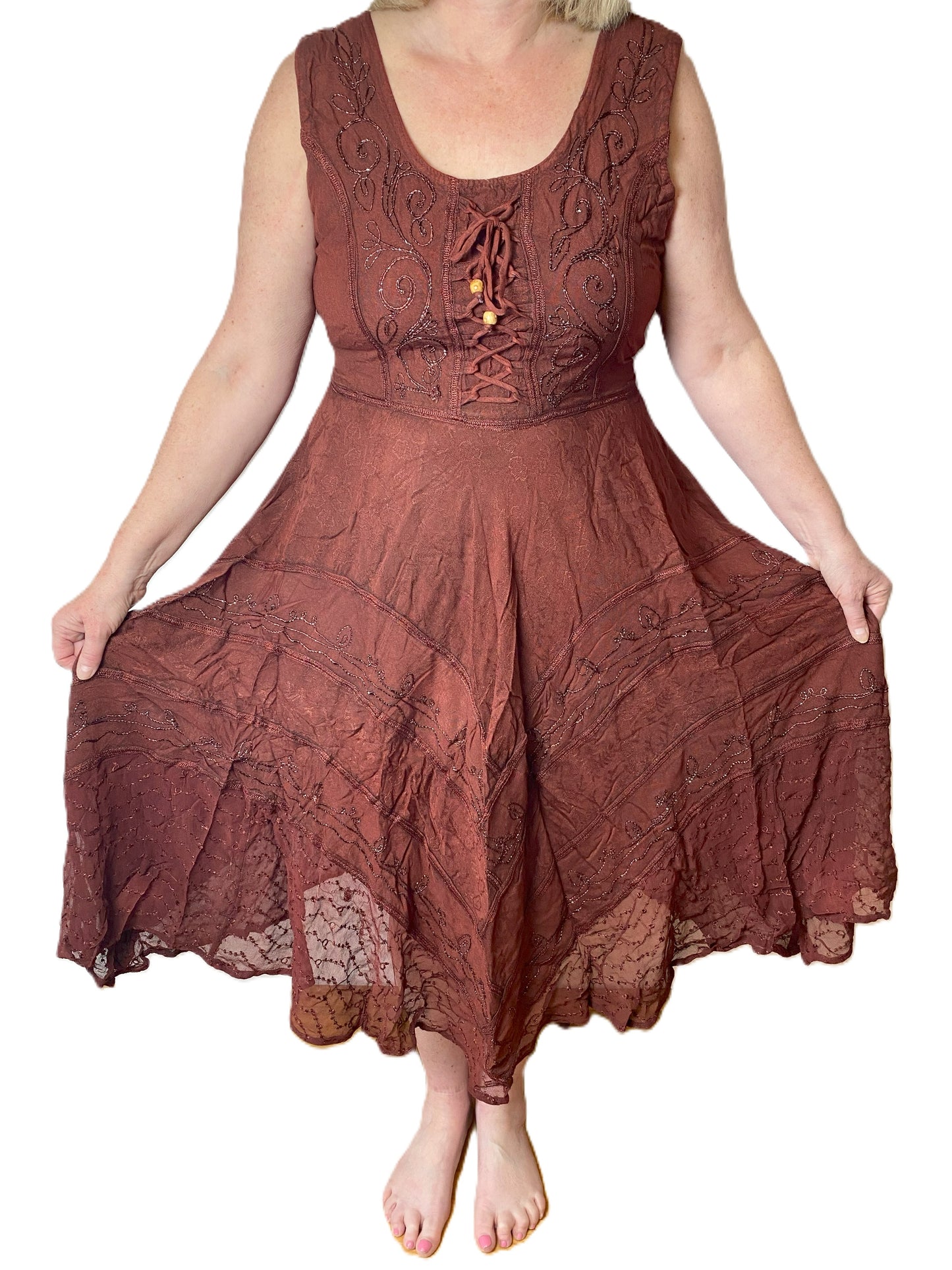 Red Long Maxi Medieval LARP Corset Witchy Pagan Wicca Dress Plus Size 14 16 18