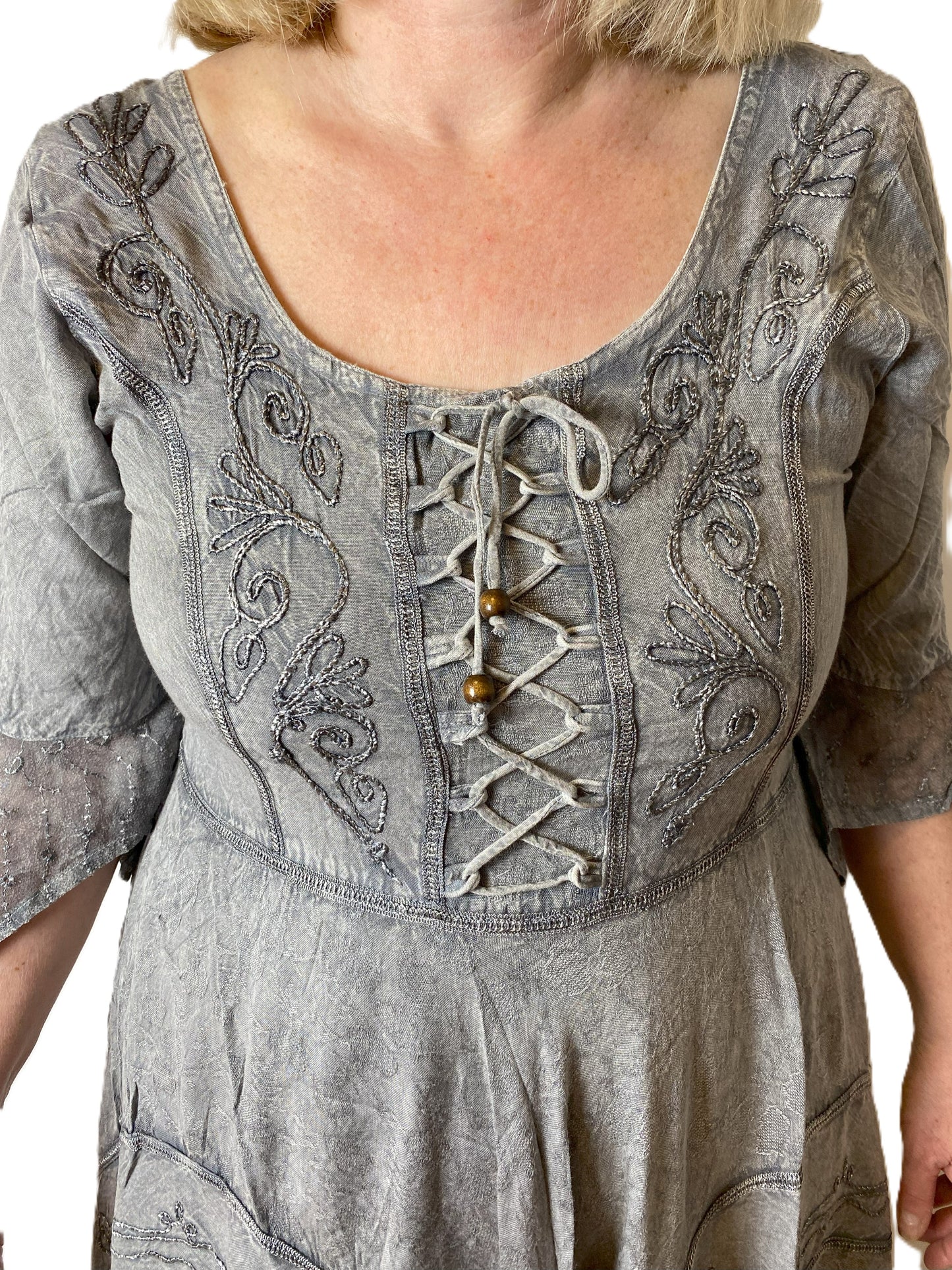 Silver Long Maxi Medieval LARP Witchy Pagan Wicca Dress 14 16 18