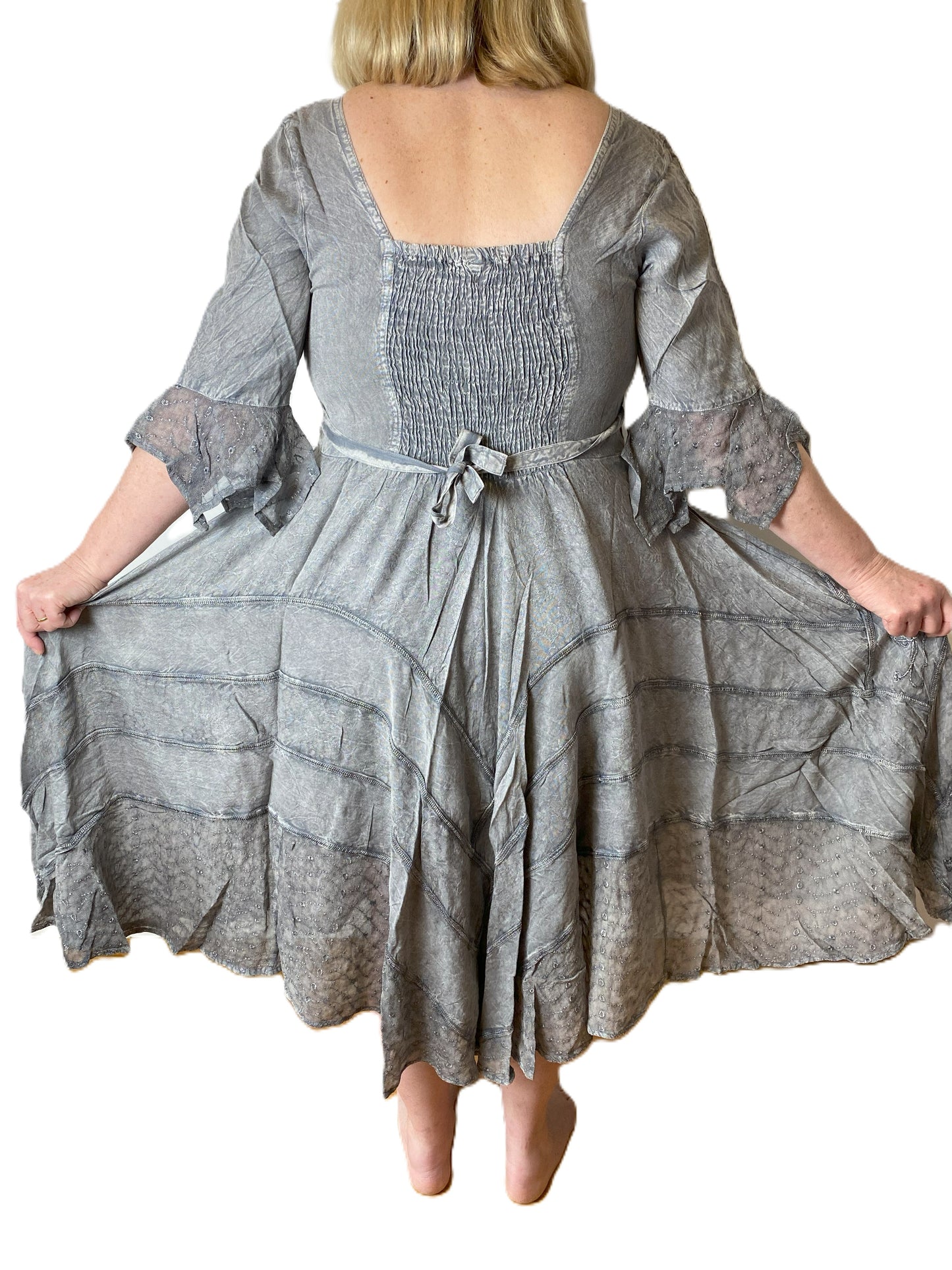 Silver Long Maxi Medieval LARP Witchy Pagan Wicca Dress 14 16 18