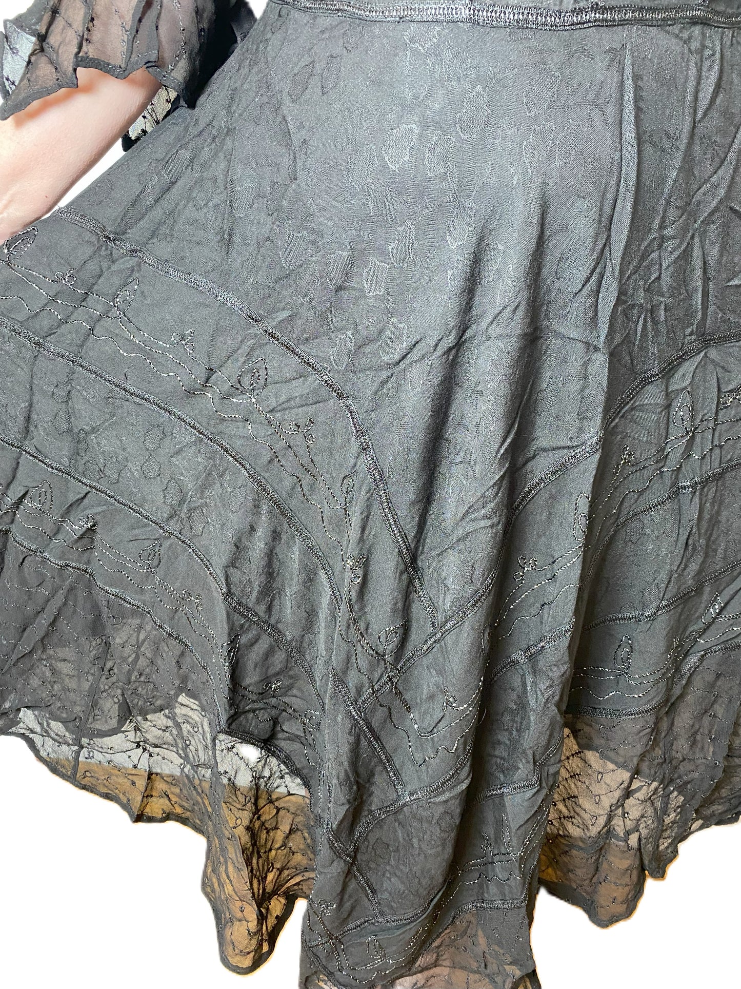 Black Long Maxi Medieval LARP Witchy Pagan Wicca Dress 14 16 18