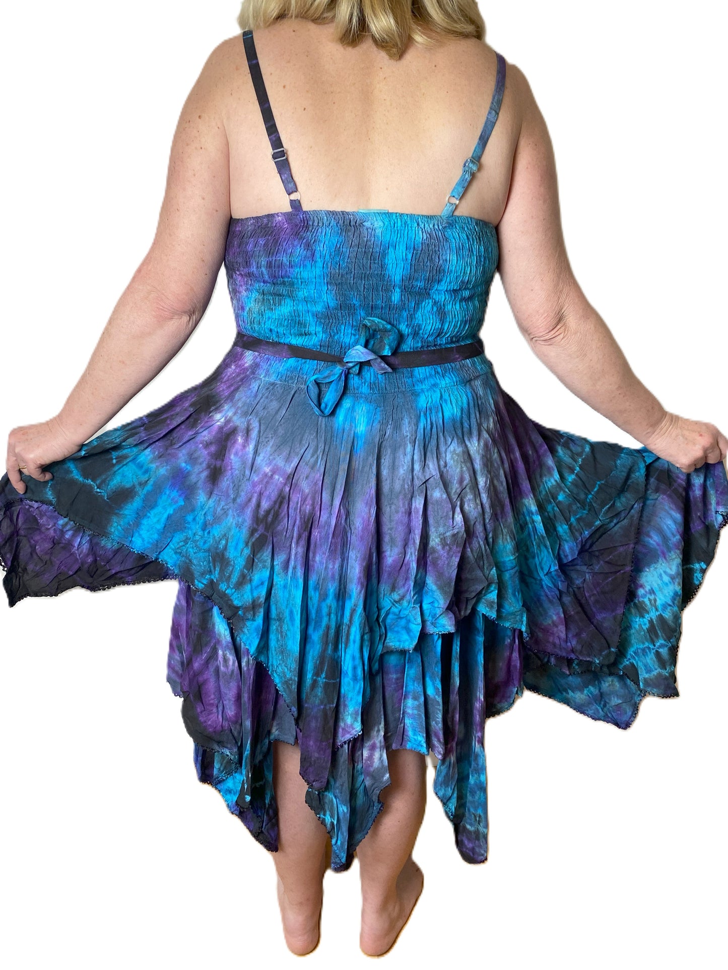 Purple and Blue Tie Dye Corset witchy pagan corset wicca pixie dress Size 10 12 14 16