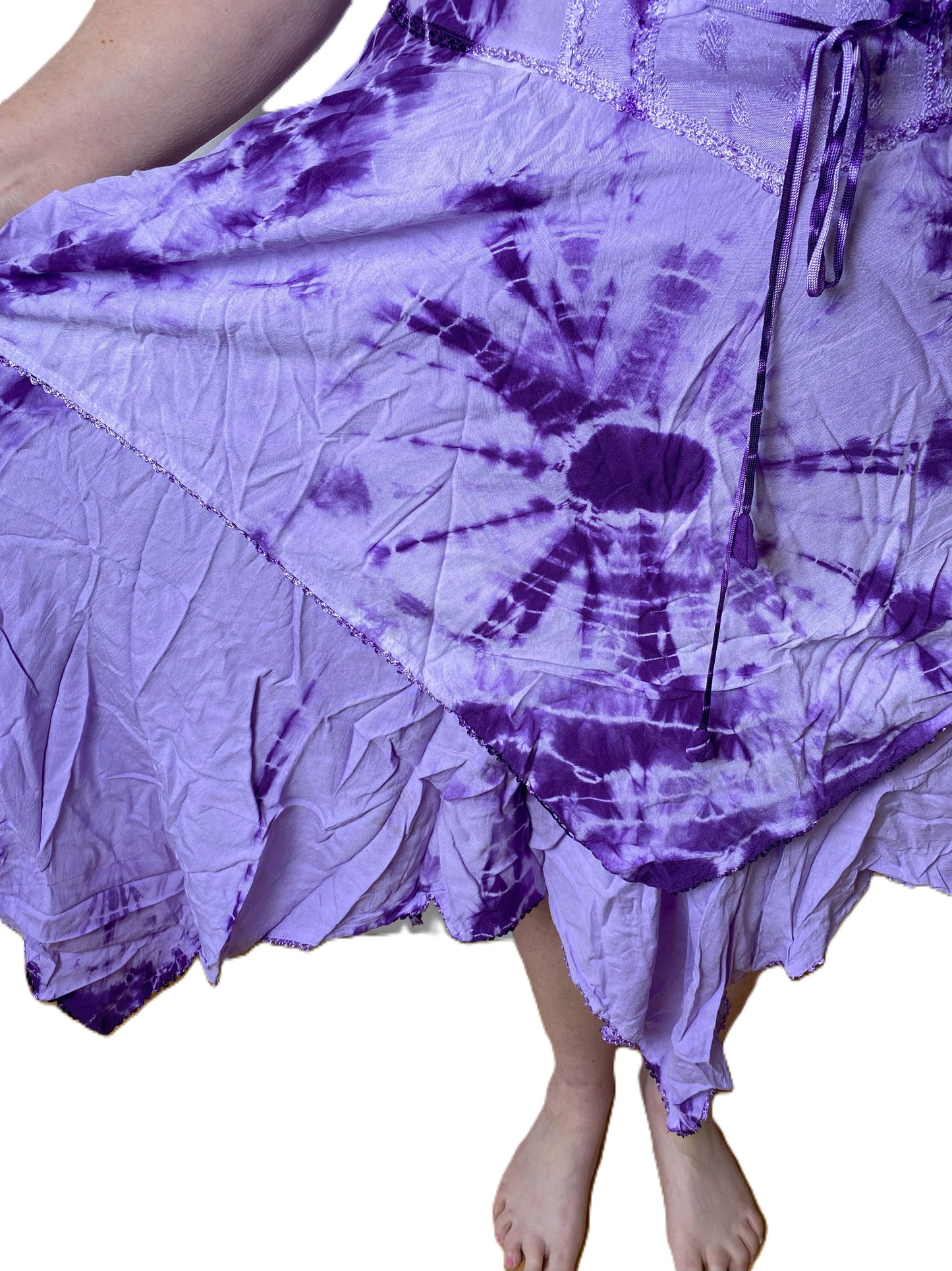 Lilac Tie Dye Corset witchy pagan medieval corset wicca pixie dress Size 10 12 14 16