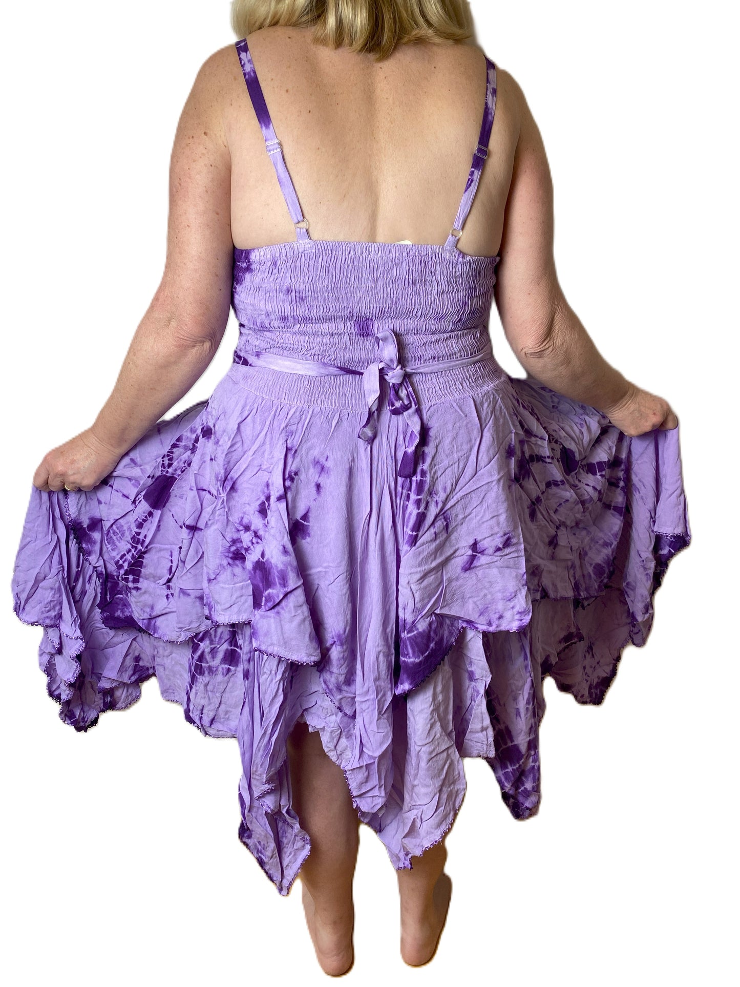Lilac Tie Dye Corset witchy pagan medieval corset wicca pixie dress Size 10 12 14 16