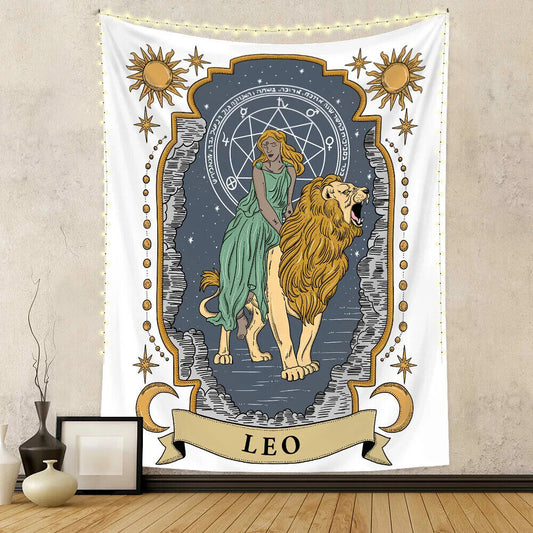 Leo Astrology Zodiac Star Sign Wall Art Hanging Tapestry Background Backdrop Tarot