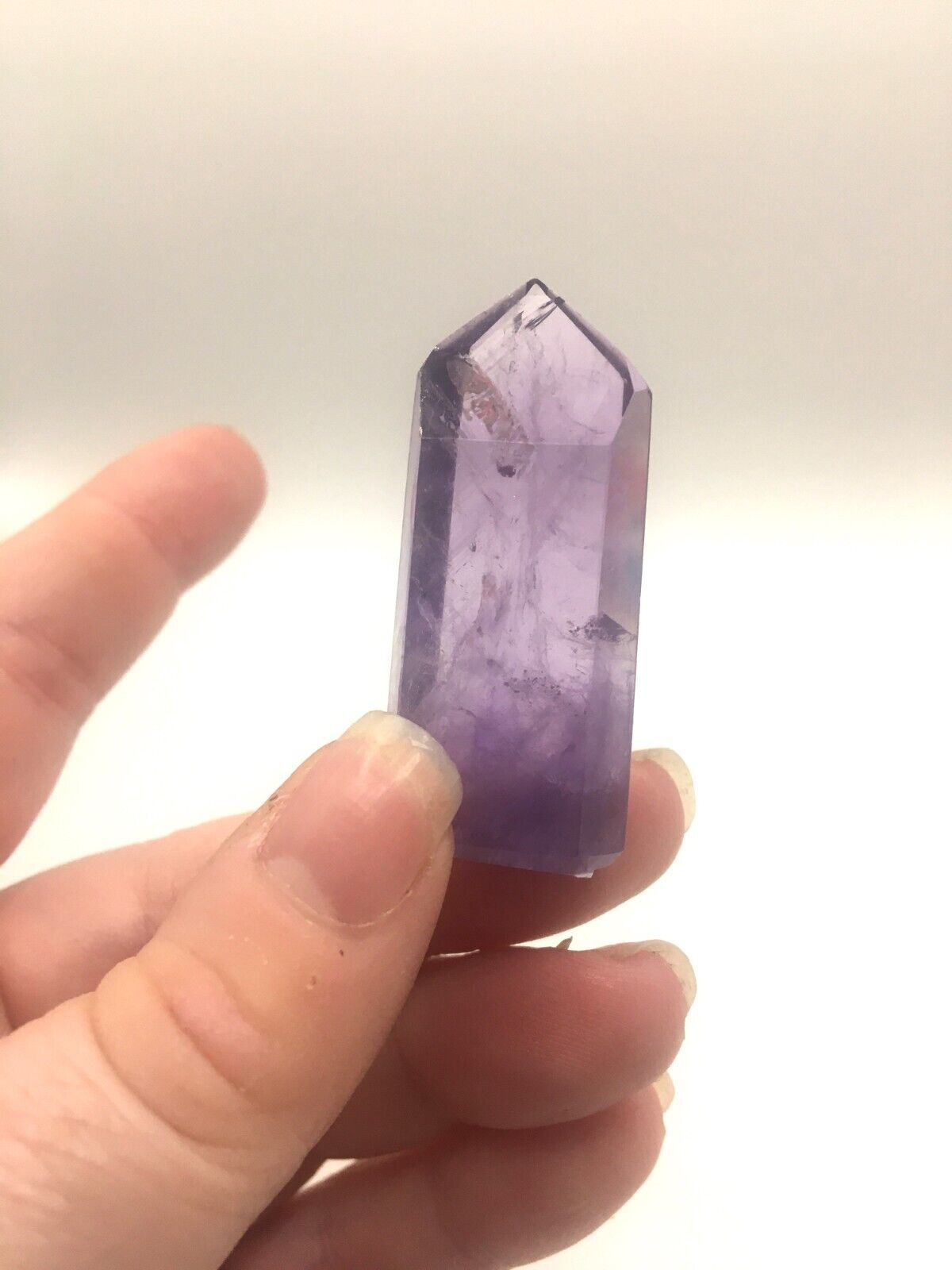 Phantom Amethyst Crystal A Grade Brazil 15g 4.3 cm Tower Point Obelisk A6