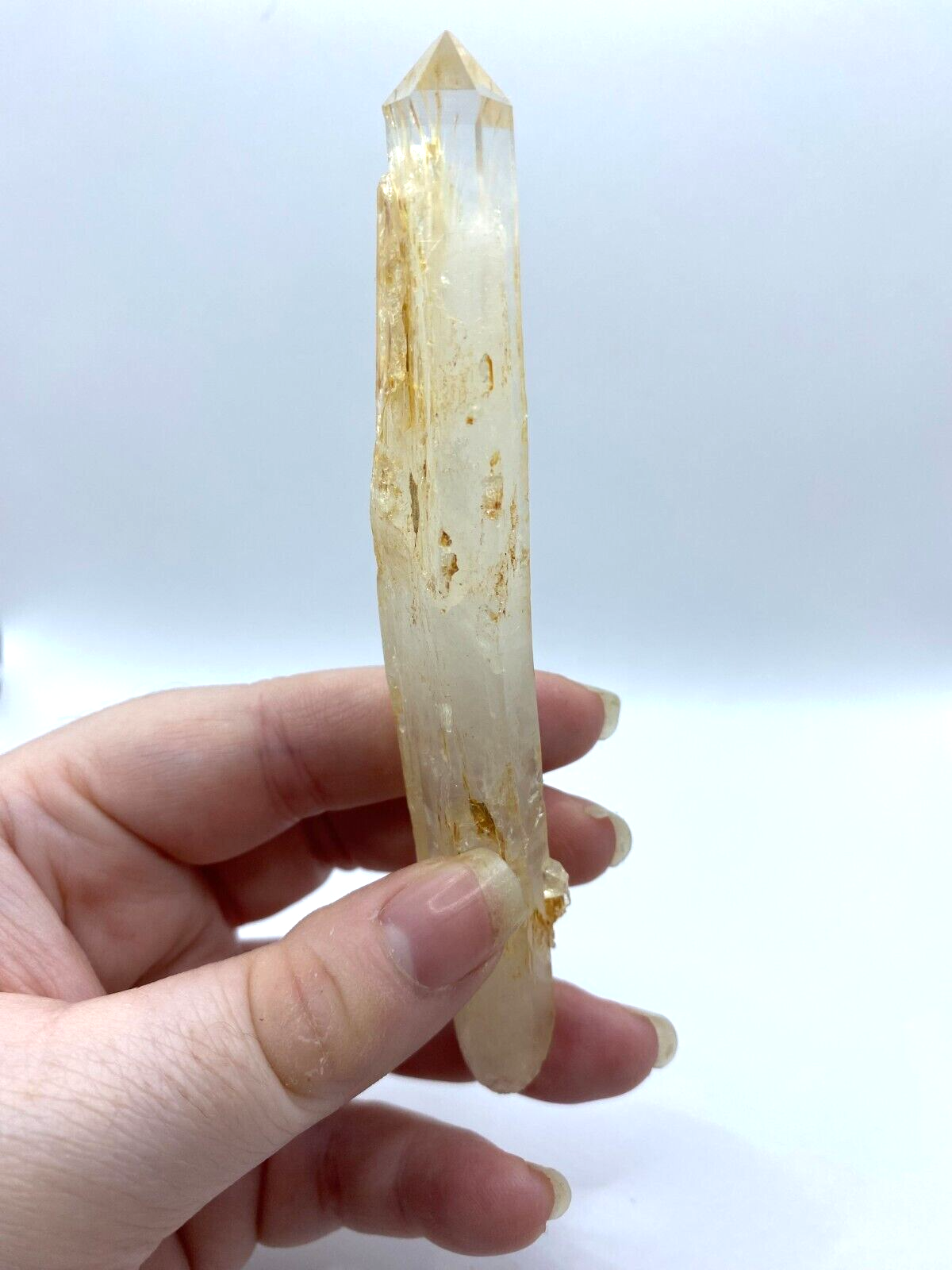 Blue Smoke Golden Healer Lemurian Quartz Wand Tower Crystal AAA Grade 40g LQ18