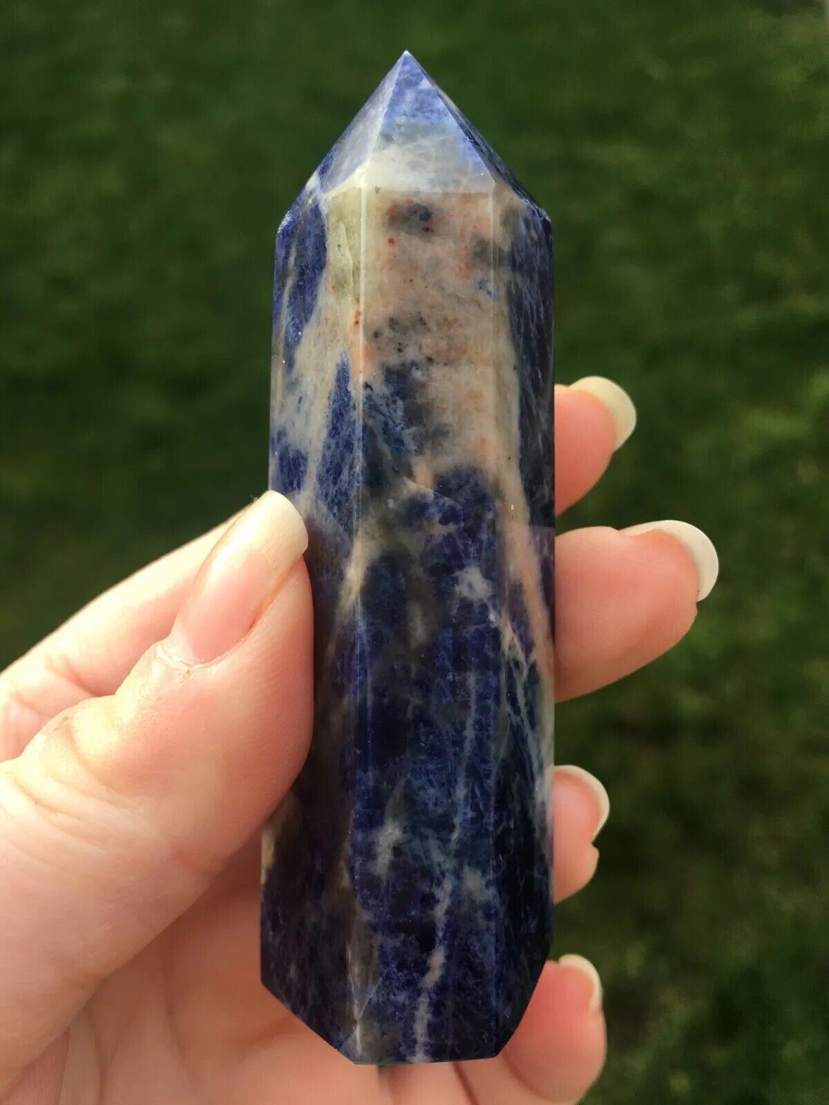 Sodalite Crystal 75g 8.5cm Tower Point Obelisk Generator Reiki Healing Wand