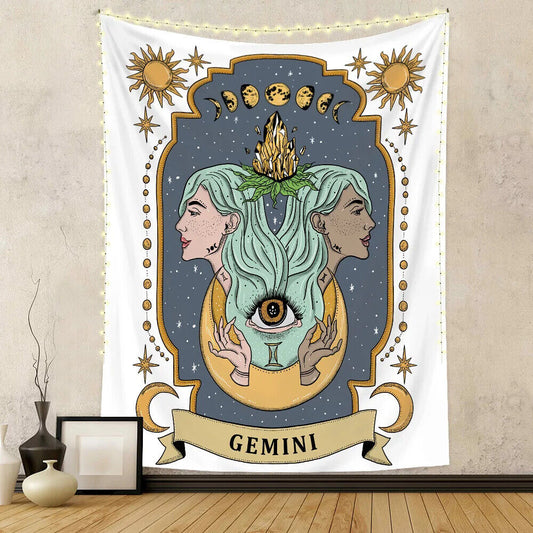 Gemini Astrology Zodiac Star Sign Wall Art Hanging Tapestry Background Backdrop Tarot