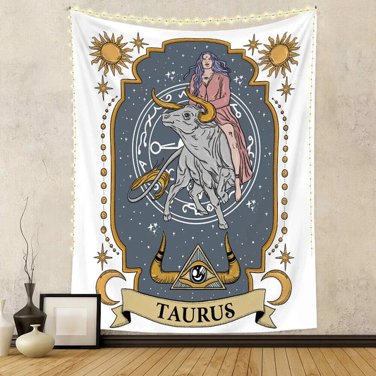 Taurus Astrology Zodiac Star Sign Wall Art Hanging Tapestry Background Backdrop Tarot