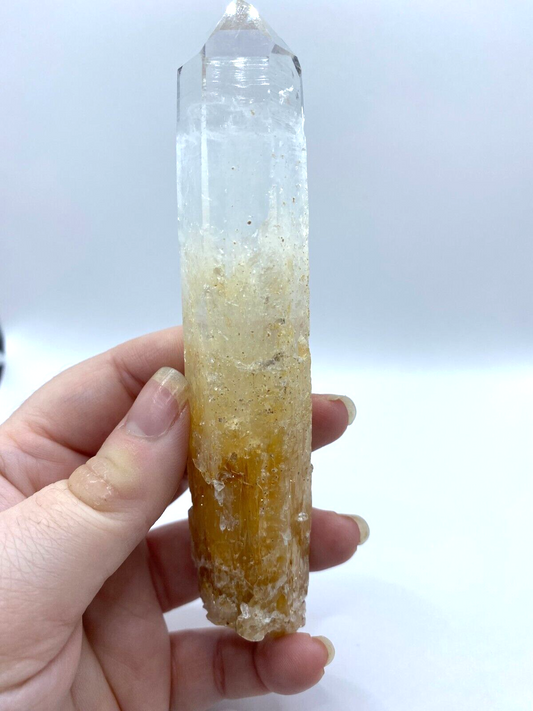 Blue Smoke Golden Healer Lemurian Quartz Wand Tower Crystal AAA Grade 115g LQ13