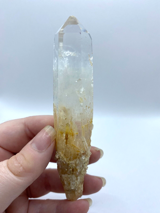 Blue Smoke Golden Healer Lemurian Quartz Wand Tower Crystal AAA Grade 60g LQ17