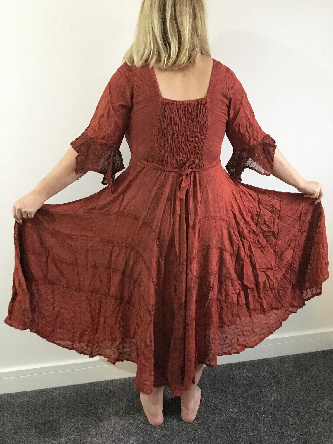 Red Long Maxi Medieval LARP Witchy Pagan Wicca Dress Wedding Plus Size 14 16 18