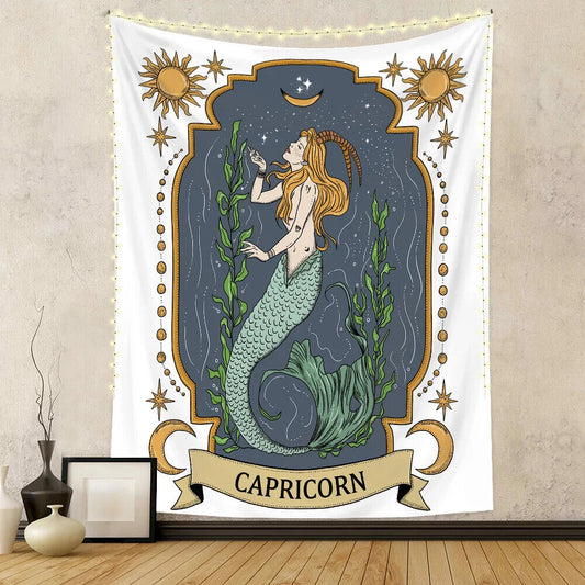 Capricorn Astrology Zodiac Star Sign Wall Art Hanging Tapestry Background Backdrop Tarot