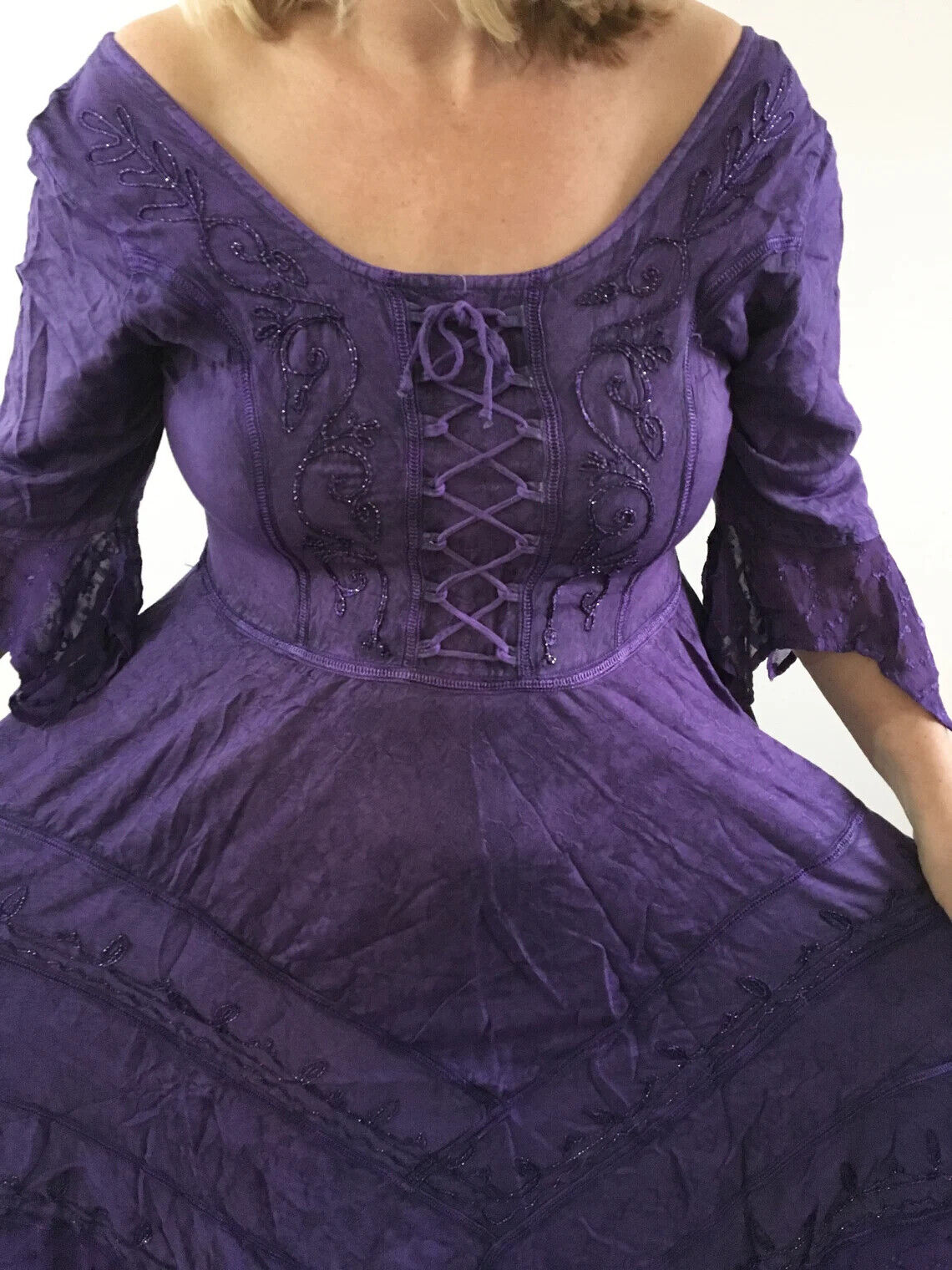 Purple Long Maxi Medieval LARP Witchy Pagan Wicca Dress Wedding Plus Size 14 16 18