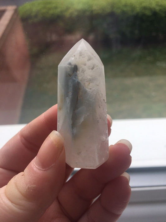 Blue Tara Quartz Crystal from Brazil 25g 4.8 cm Piece Tower Point Obelisk