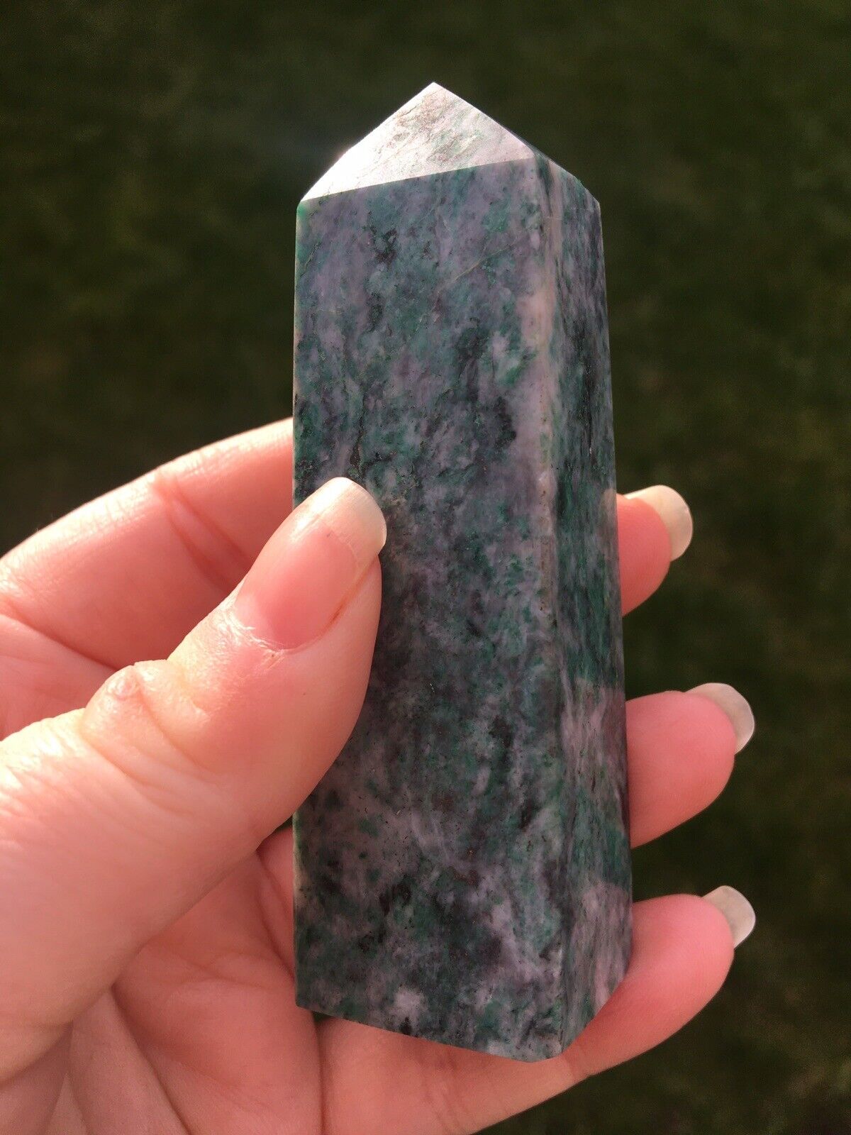 Jade Nephrite Crystal 105g 9cm Tower Point Obelisk Generator Reiki Healing