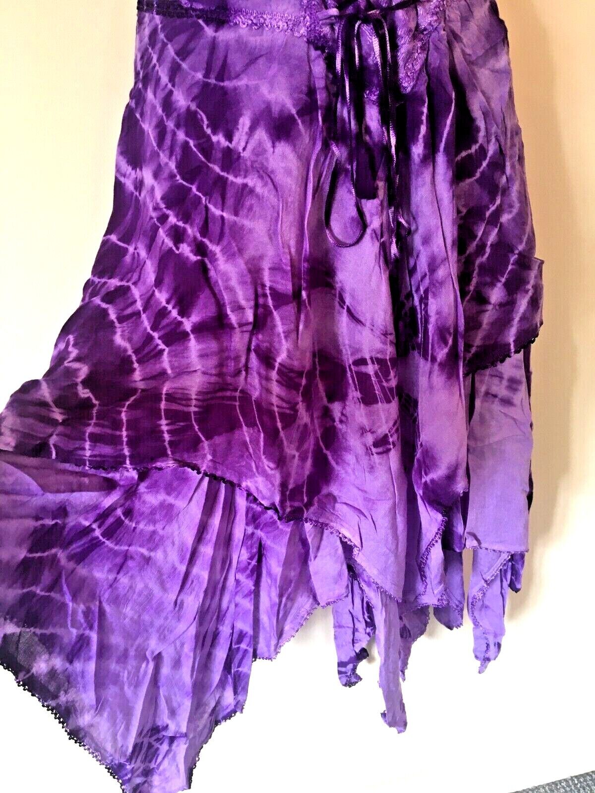 Purple Tie Dye Corset witchy pagan medieval corset wicca pixie dress Size 10 12 14