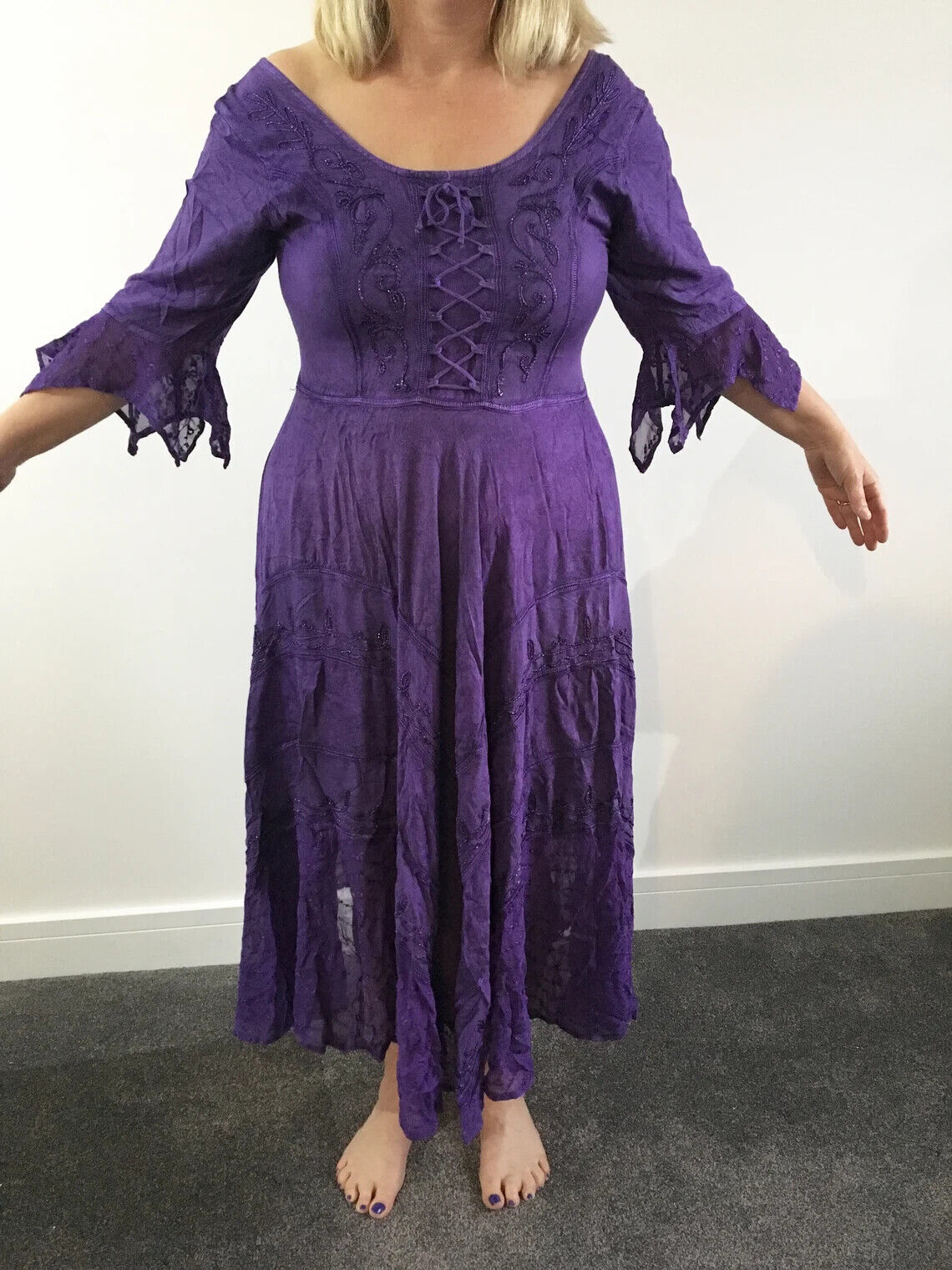 Purple Long Maxi Medieval LARP Witchy Pagan Wicca Dress Wedding Plus Size 14 16 18