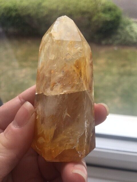 Golden Healer Quartz Crystal 115g 7 cm Tower Obelisk Healing Yellow Hematoid