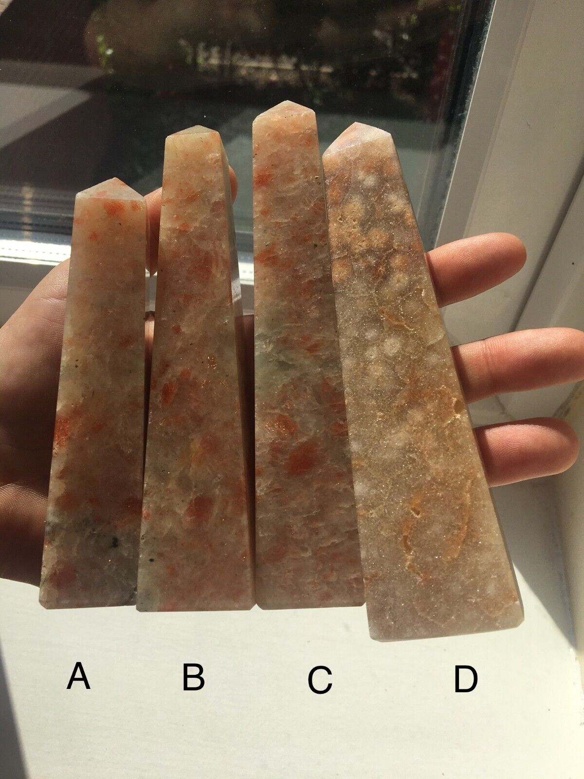 Sunstone Crystal Tower Point Obelisk Happiness Light Energy Self Confidence