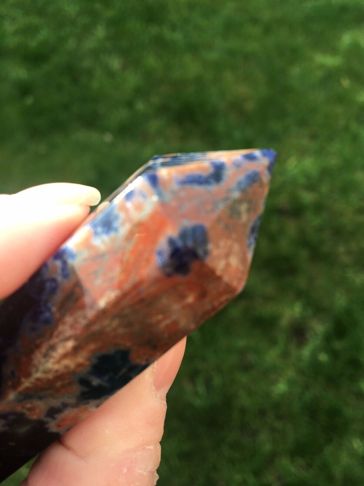 Sodalite Crystal 65g 8cm Tower Point Obelisk Generator Reiki Healing Wand