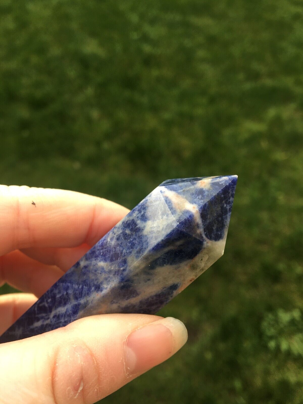 Sodalite Crystal 75g 8.5cm Tower Point Obelisk Generator Reiki Healing Wand