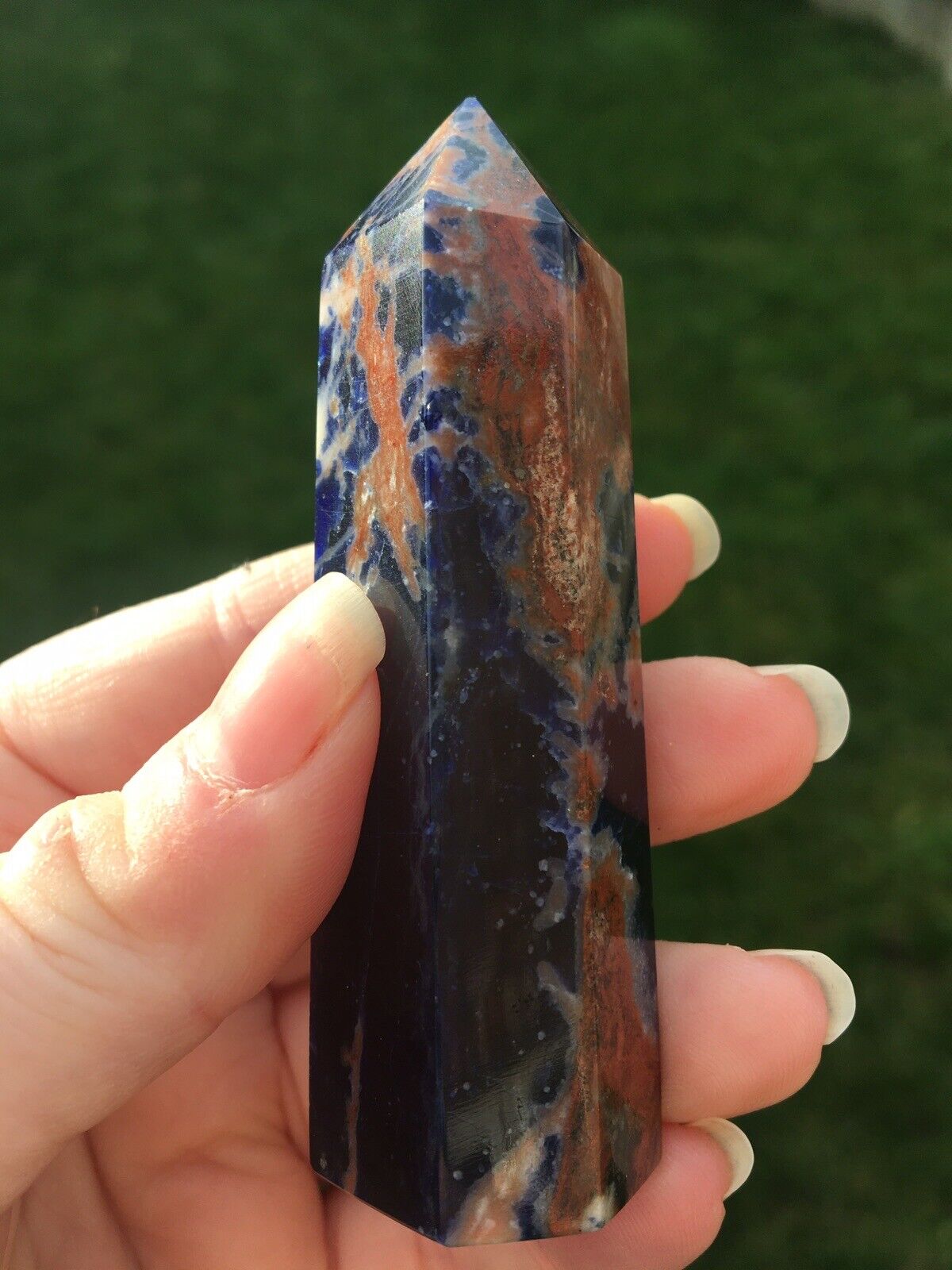 Sodalite Crystal 65g 8cm Tower Point Obelisk Generator Reiki Healing Wand