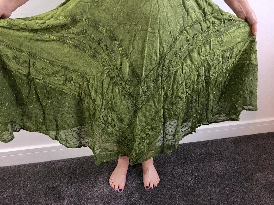 Green Long Maxi Medieval LARP Witchy Pagan Wicca Dress Wedding Plus Size 14 16 18