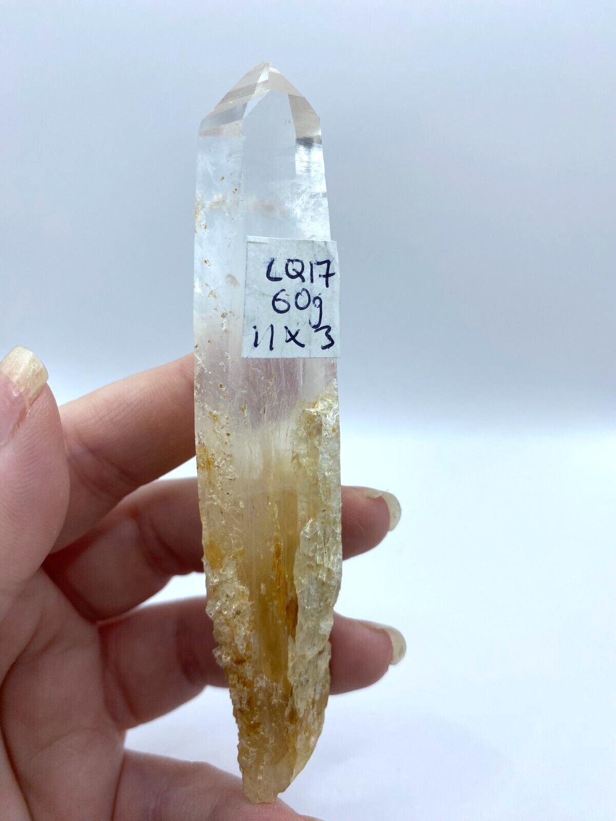 Blue Smoke Golden Healer Lemurian Quartz Wand Tower Crystal AAA Grade 60g LQ17