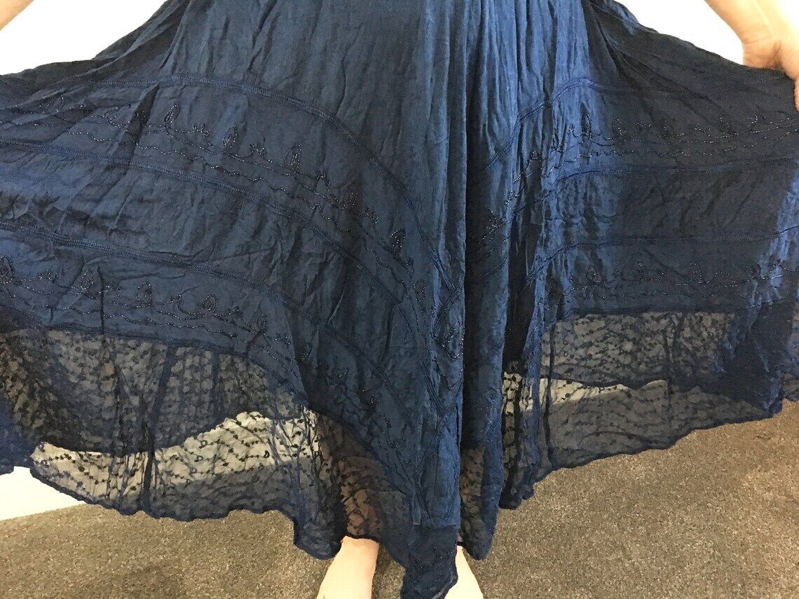 Navy Blue Long Maxi Medieval LARP Witchy Pagan Wicca Dress Wedding Plus Size 14 16 18