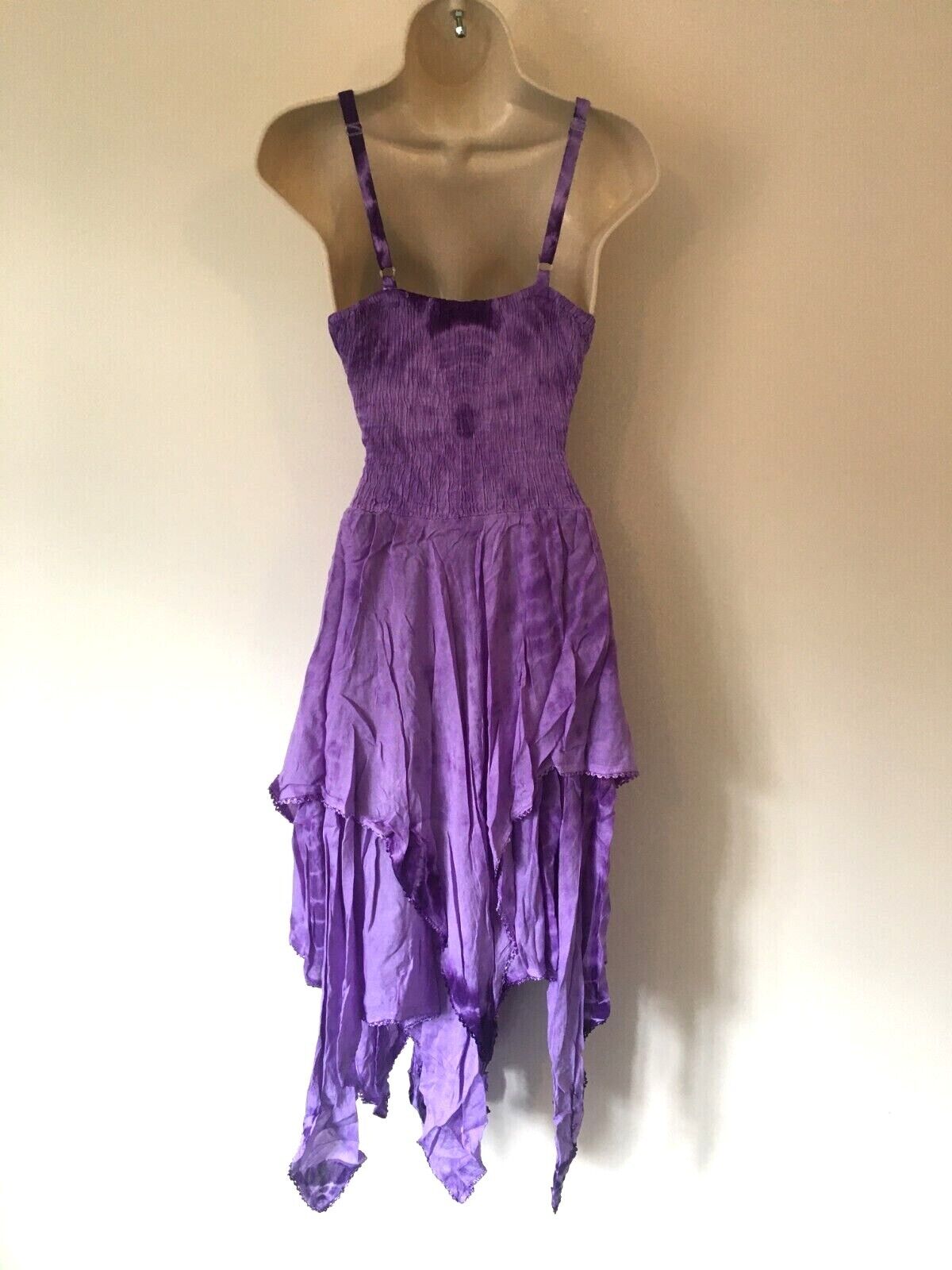 Purple Tie Dye Corset witchy pagan medieval corset wicca pixie dress Size 10 12 14