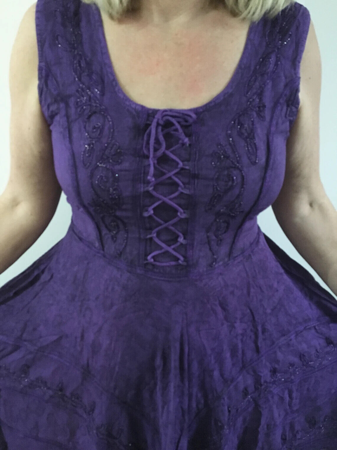 Purple Long Maxi Medieval LARP Corset Witchy Pagan Wicca Dress Plus Size 14 16 18