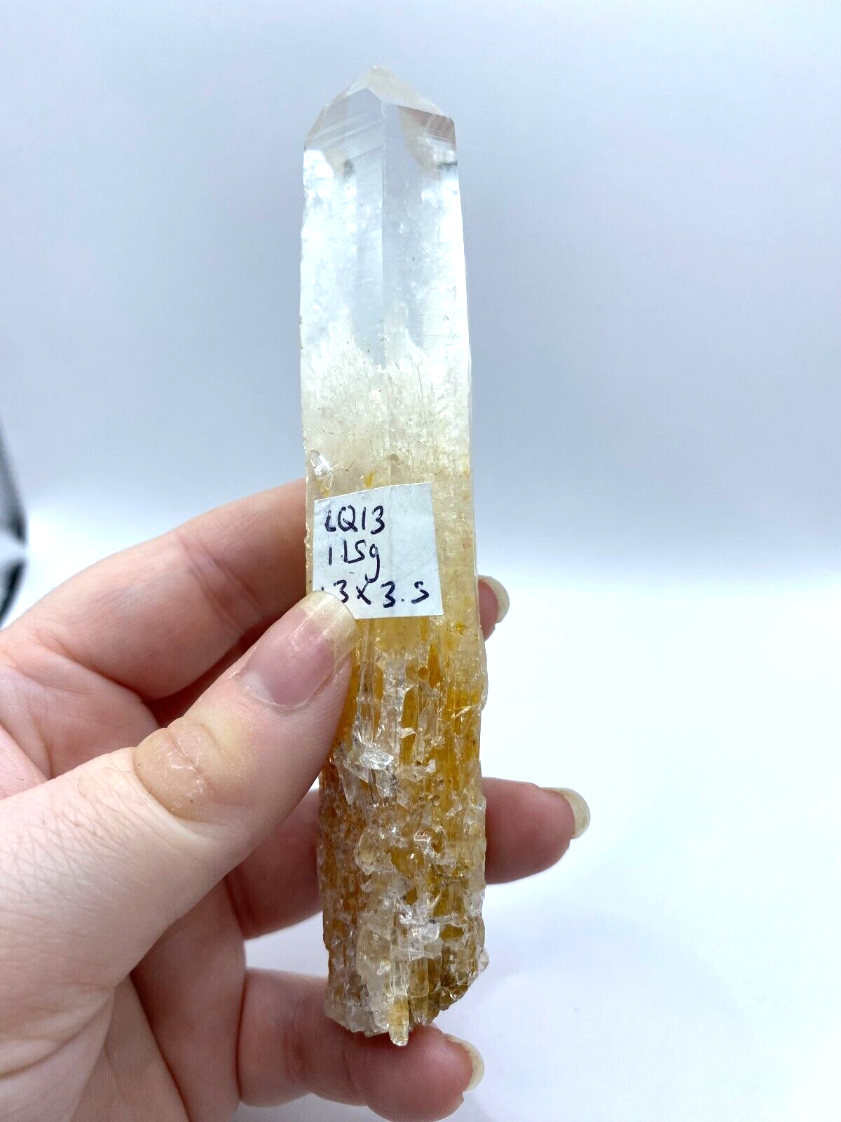 Blue Smoke Golden Healer Lemurian Quartz Wand Tower Crystal AAA Grade 115g LQ13