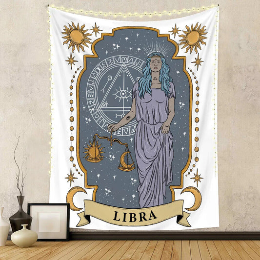 Libra Astrology Zodiac Star Sign Wall Art Hanging Tapestry Background Backdrop Tarot