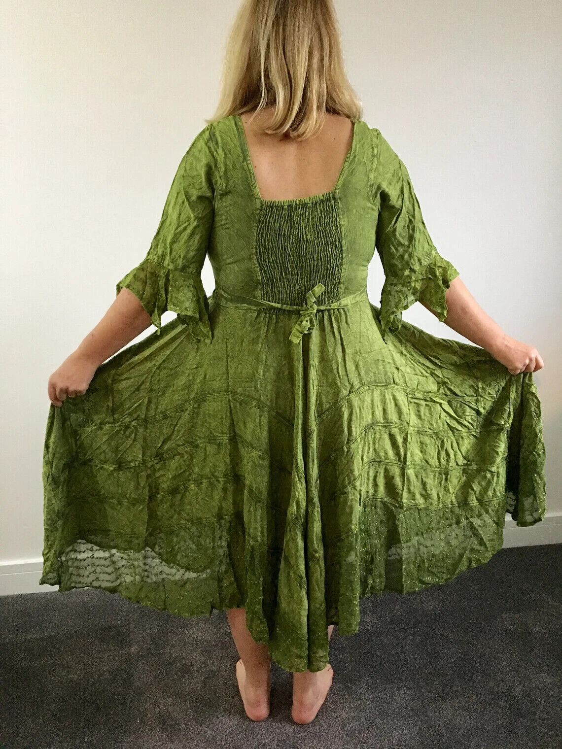 Green Long Maxi Medieval LARP Witchy Pagan Wicca Dress Wedding Plus Size 14 16 18