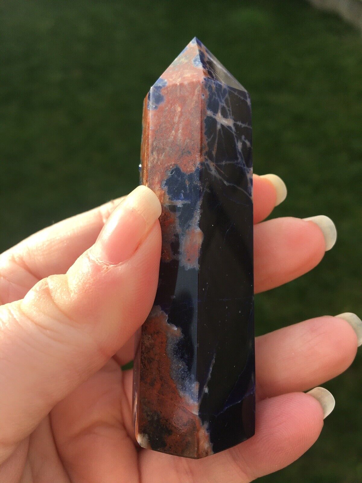 Sodalite Crystal 65g 8cm Tower Point Obelisk Generator Reiki Healing Wand