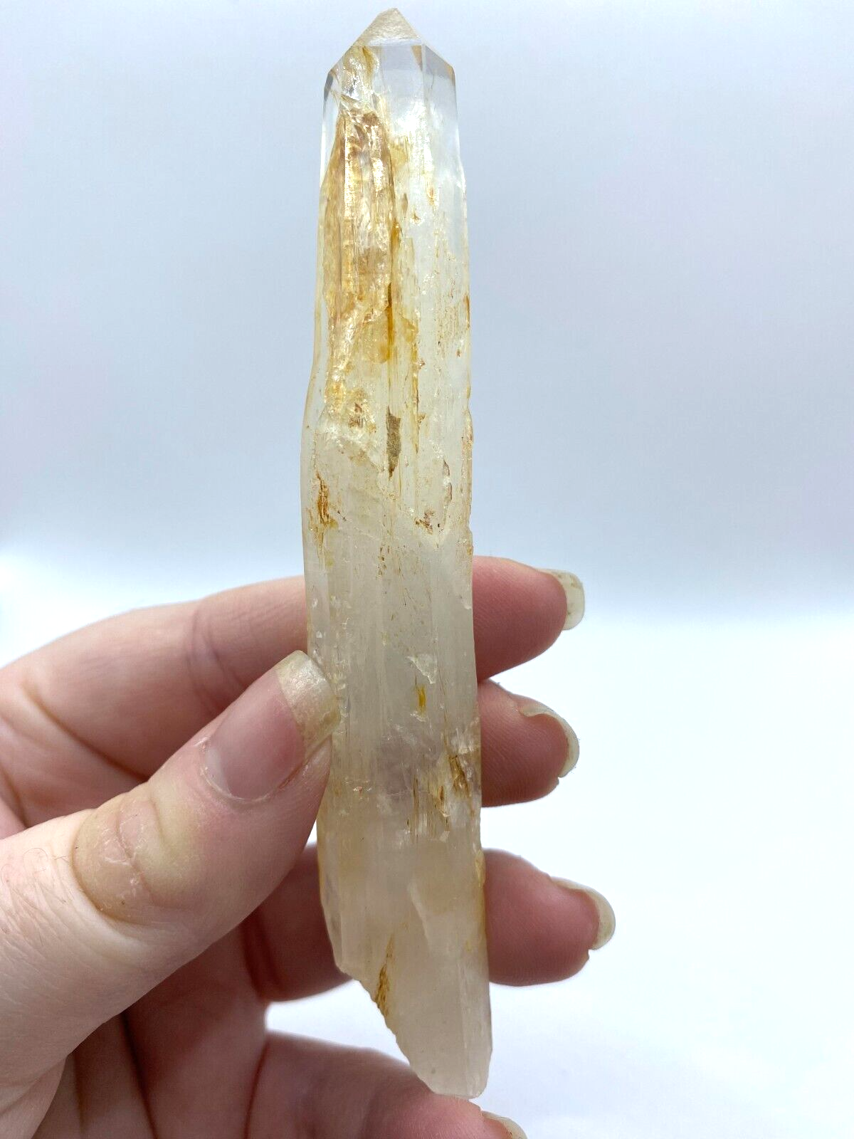 Blue Smoke Golden Healer Lemurian Quartz Wand Tower Crystal AAA Grade 40g LQ18