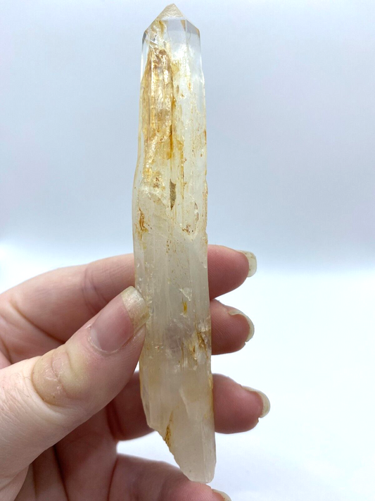 Blue Smoke Golden Healer Lemurian Quartz Wand Tower Crystal AAA Grade 40g LQ18