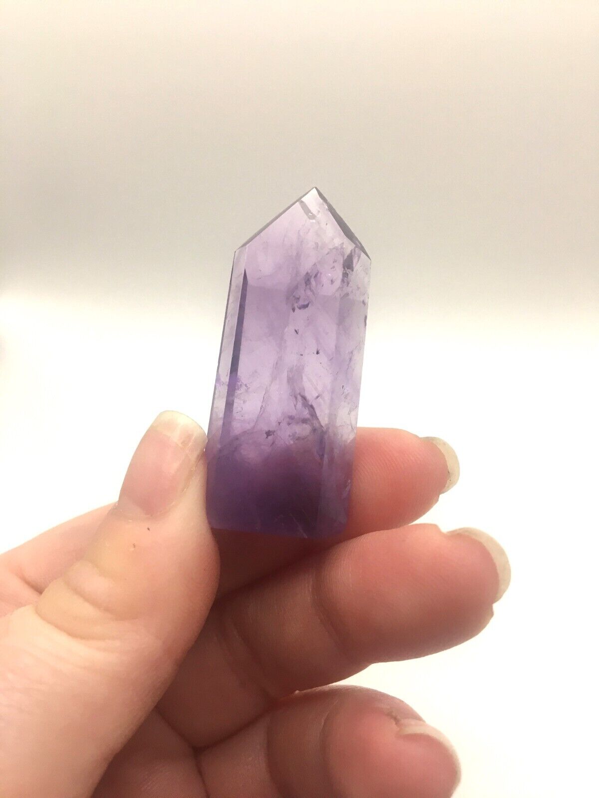 Phantom Amethyst Crystal A Grade Brazil 15g 4.3 cm Tower Point Obelisk A6