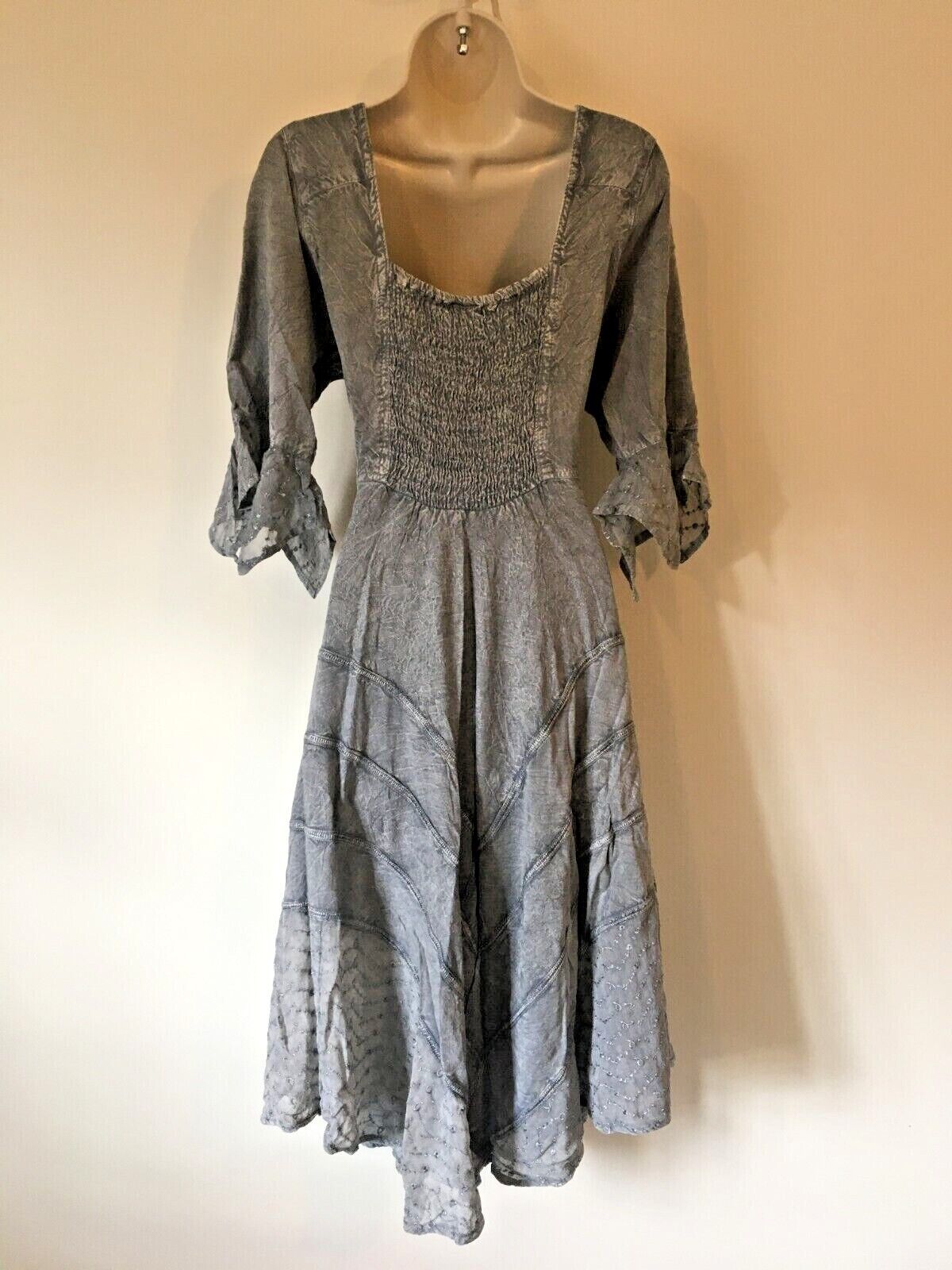 Silver Long Maxi Medieval LARP Witchy Pagan Wicca Dress Wedding Plus Size 14 16 18