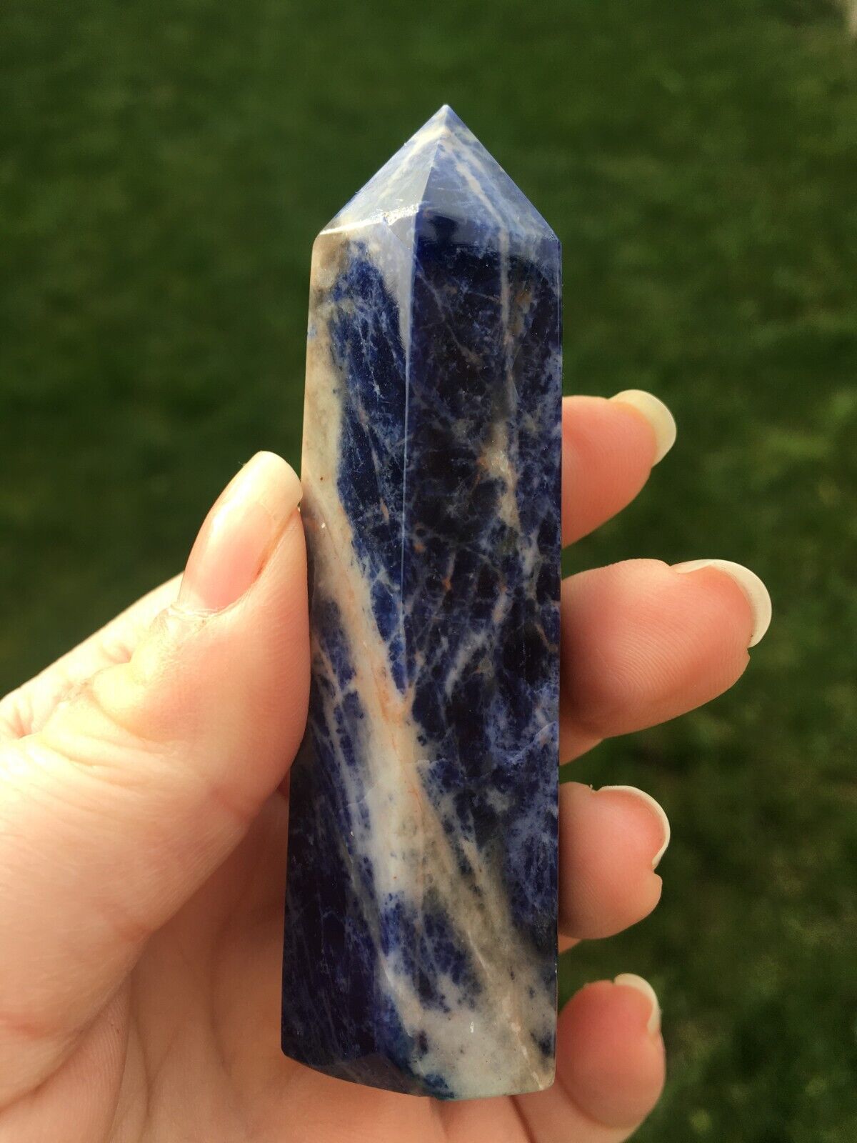 Sodalite Crystal 75g 8.5cm Tower Point Obelisk Generator Reiki Healing Wand