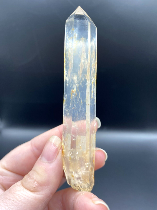 Blue Smoke Golden Healer Lemurian Quartz Wand Tower Crystal AAA Grade 50g LQ20